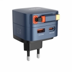 Мрежово зарядно 33W с прибиращ се кабел USB-C + USB-A LDNIO Q9