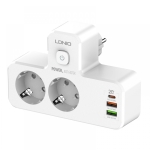 Компактен разклонител с USB-C PD 20W 2×USB-A и LED нощна лампа LDNIO SE2337