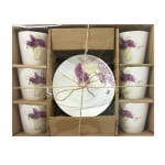 Порцеланови чаши с чинийки Lavender 6 бр.