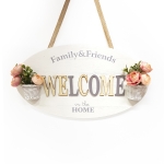 Дървена декоративна елипсовидна табела - WELCOME