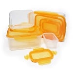 Комплект прозрачни пластмасови кутии за съхранение на храна GOURMETmaxx с клик цветни капаци - 7 броя