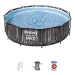 Сглобяем басейн с филтърна помпа BESTWAY Steel Pro MAX - 366 х 100 см - ДЪРВЕСЕН принт