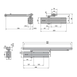 Автомат за затваряне на врати ASSA ABLOY DC300 със зъбна рейка и свързващо рамо за еднокрили врати с ширина до 140 см - СРЕБРИСТ