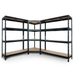 Ъглов метален стелаж - 180 х 90 х 90 x 40 см Black