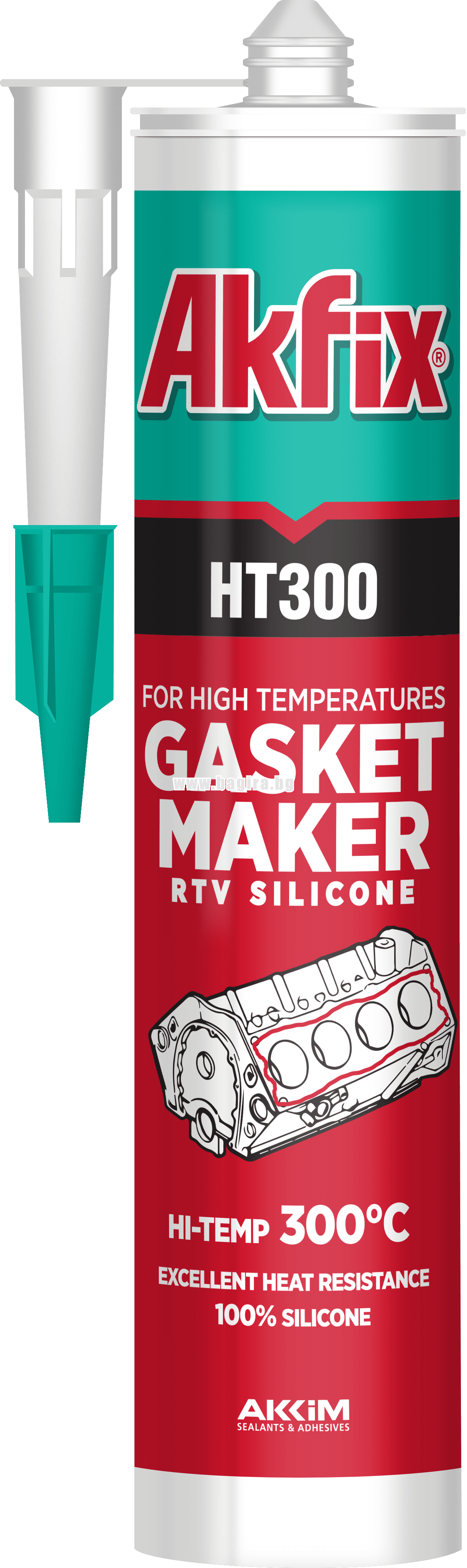 Силикон HT300 червен RTV - Akfix | Bagira